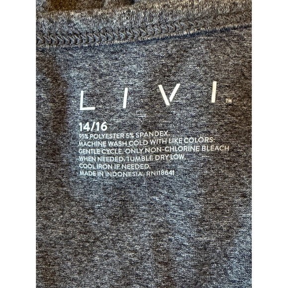 LIVI Activewear Gray Long Sleeve Thumbhole V Neck Athletic Top Size 14 16 - Picture 2 of 4